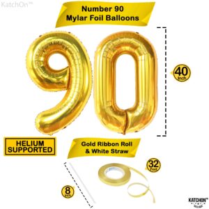 KatchOn, Big Gold 90 Balloon Number - 40 Inch | Gold 90th Birthday Balloon, 90th Birthday Decorations | Number 90 Birthday Balloon | 90th Birthday Balloons, 90th Birthday Party Decor