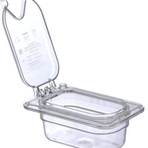 Carlisle FoodService Products Storplus Ez Access 1/9 Size Hinged Universal Food Pan Lid with Notch for Catering, Buffets, Restaurants, Polycarbonate, Clear, (Pack of 6)