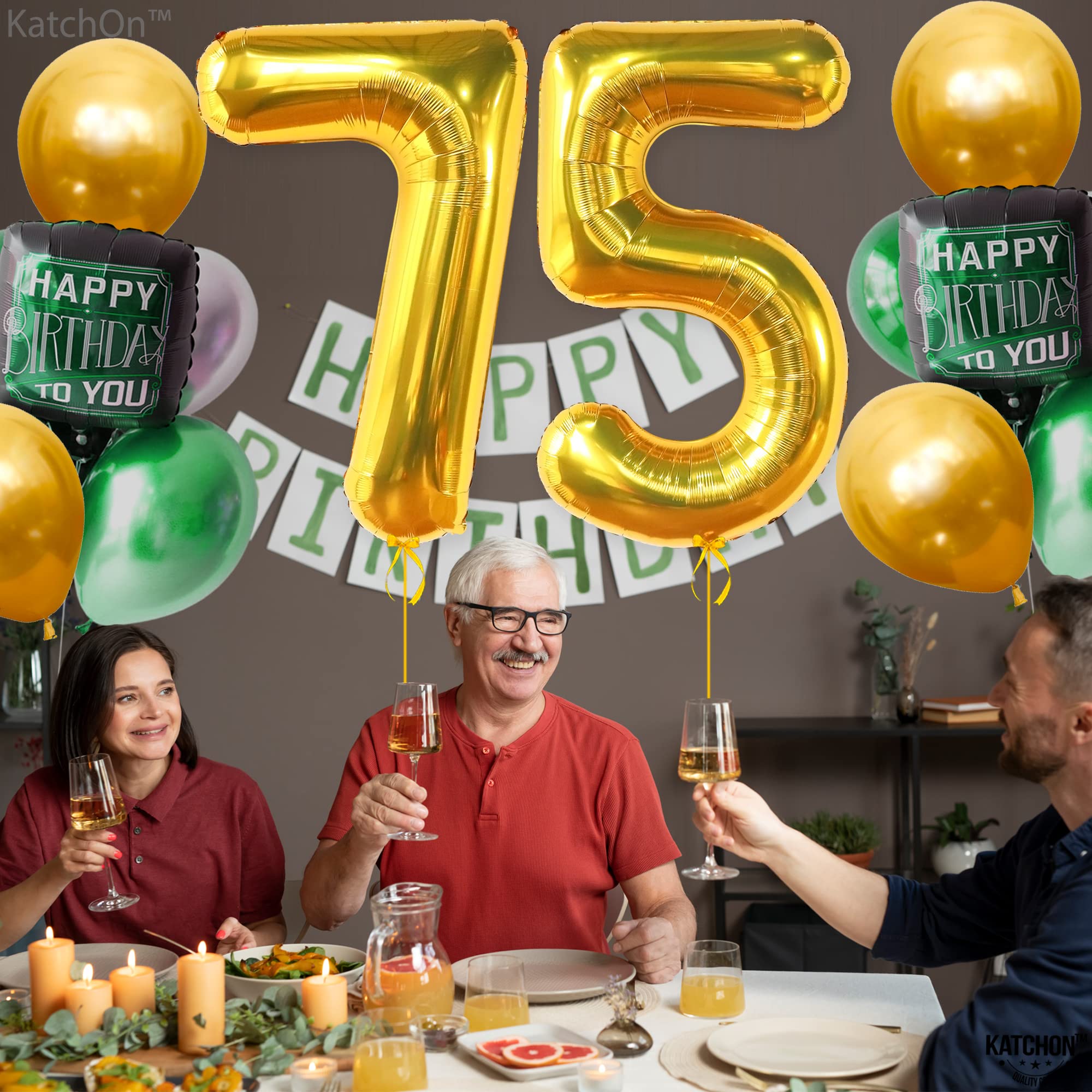 KatchOn, Giant Gold 75 Balloon Numbers - 40 Inch | Gold 75th Birthday Balloons, 75th Birthday Decorations | 75th Anniversary Decorations | 75 Balloons for 75 Birthday Party Decorations