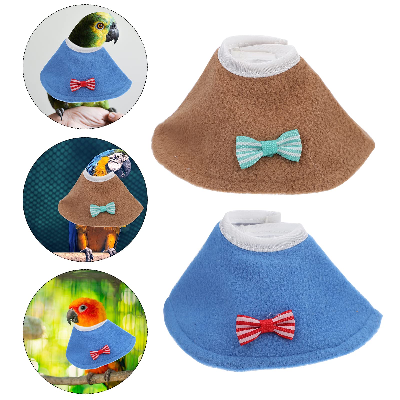 2 Pcs Collar Puppy Cone Bird Safety Neck Cover Bird Neck Brace Bird Neck Cone Bird Neck Protector Parrot Recovery Cone Parakeet Bird Neckbands Pet Felt Cloth