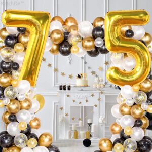 KatchOn, Giant Gold 75 Balloon Numbers - 40 Inch | Gold 75th Birthday Balloons, 75th Birthday Decorations | 75th Anniversary Decorations | 75 Balloons for 75 Birthday Party Decorations