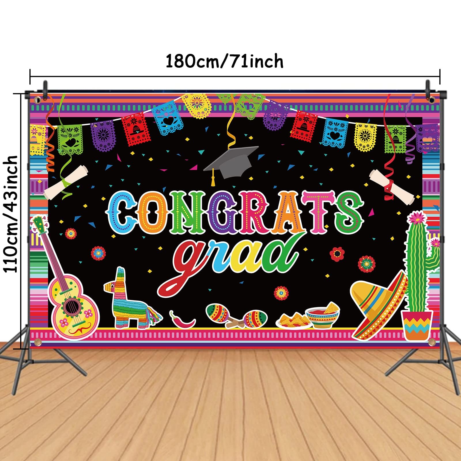 2024 Mexican Fiesta Graduation Decorations Class of 2024 Graduation Party Backdrop Mexico Graduate Banner Congrats Grad Background Grad Ceremony Supplies for Senior High College School