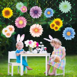 30 Pcs Flowers Butterfly Hanging Swirl Decorations, Spring Summer Sunflower Baby Shower Decor for Women Birthday Easter Party Baby Shower Mother's Day Wedding Supplies(Flower)