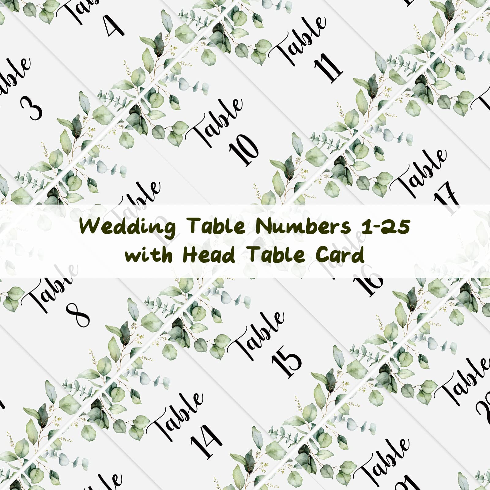 26 Pieces Wedding Table Numbers with 26 Gold Table Number Holders Greenery Eucalyptus Table Numbers for Wedding Reception Table Cards with Head Gold Seating Label for Anniversary Birthday Bridal Party