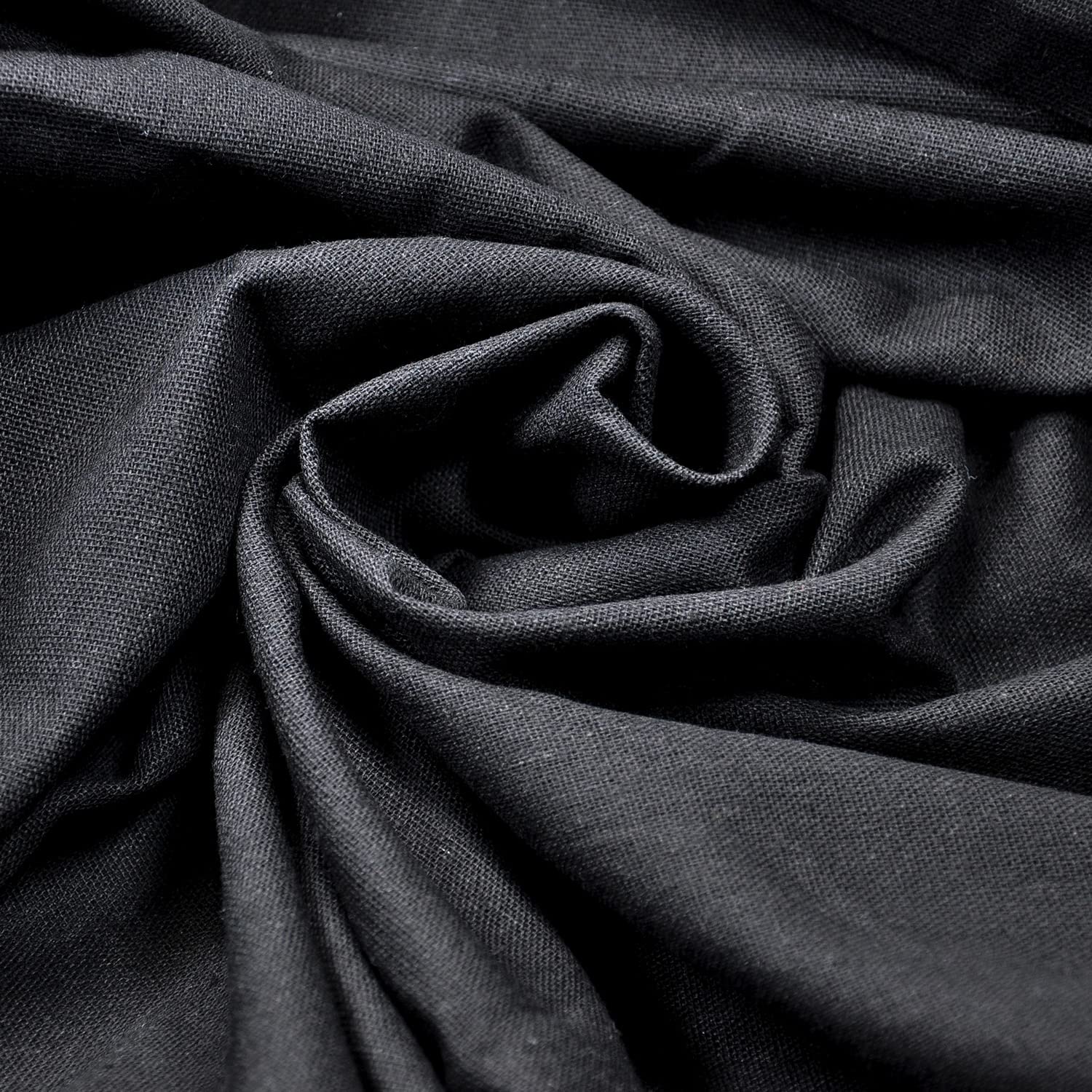 Linen Pre-Cut Qilting Fabric by The Yard Entelare(Black,2yds)