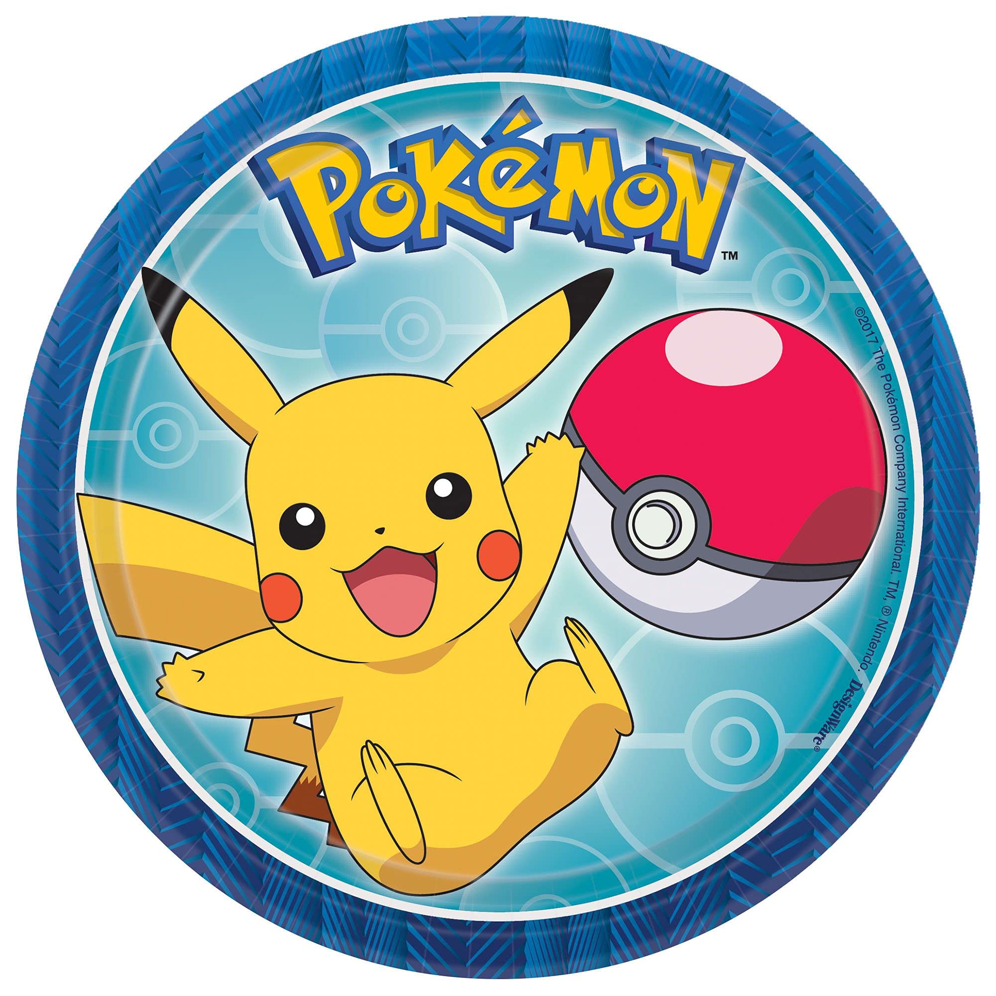 Pokémon Party Supplies Pack Serves 16: 7" Plates and Beverage Napkins with Birthday Candles (Bundle for16)