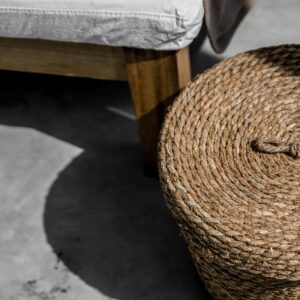 Handcrafted basket with lid. Decorative Baskets for storage. Rope basket with lid. Woven Seagrass baskets for blanket. Round decorative basket. (Pack 3)