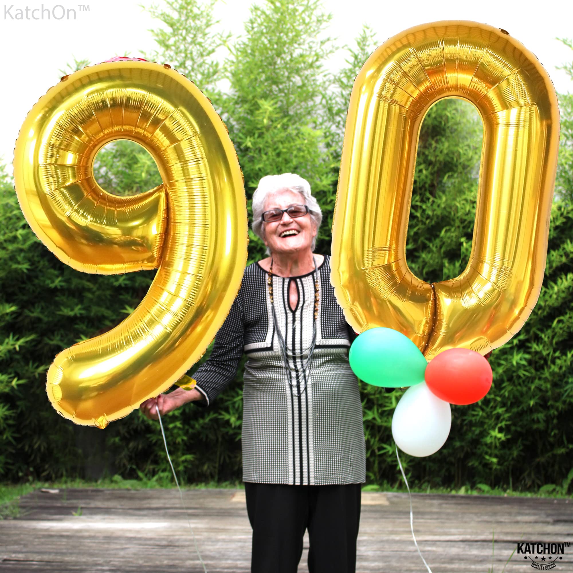 KatchOn, Big Gold 90 Balloon Number - 40 Inch | Gold 90th Birthday Balloon, 90th Birthday Decorations | Number 90 Birthday Balloon | 90th Birthday Balloons, 90th Birthday Party Decor