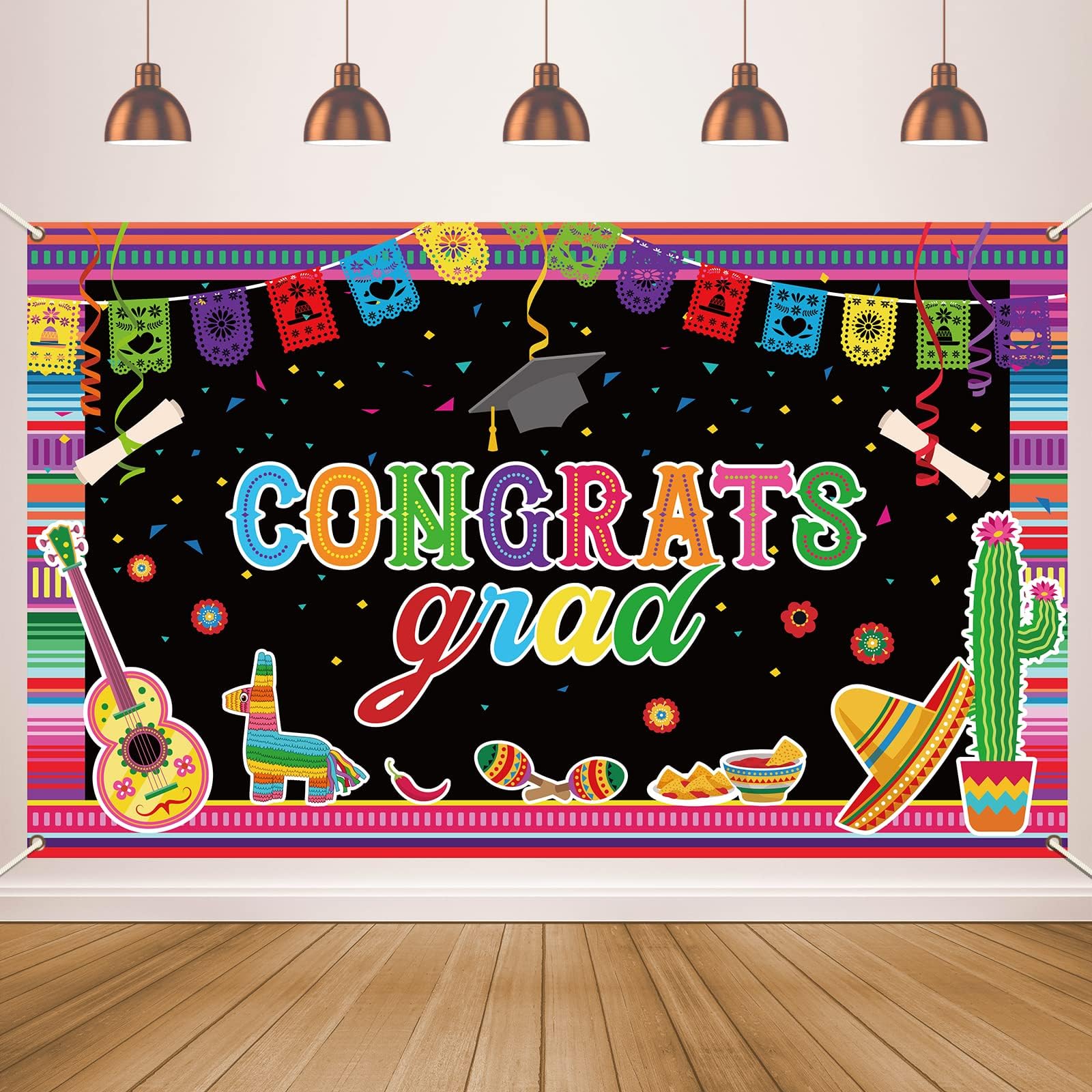 2024 Mexican Fiesta Graduation Decorations Class of 2024 Graduation Party Backdrop Mexico Graduate Banner Congrats Grad Background Grad Ceremony Supplies for Senior High College School