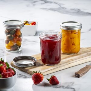 [ 6 Pack] 16 oz. Wide-Mouth Glass Mason Jars with Metal Airtight Lids and Bands for 1 Pint Canning, Preserving, & Meal Prep