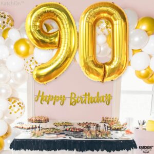 KatchOn, Big Gold 90 Balloon Number - 40 Inch | Gold 90th Birthday Balloon, 90th Birthday Decorations | Number 90 Birthday Balloon | 90th Birthday Balloons, 90th Birthday Party Decor