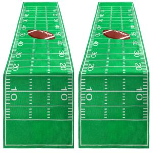 tegeme 2 pieces thanksgiving football fall leaves table runner seasonal autumn harvest kitchen dining table decor football table runner for home football party decoration, 14 x 72 inch (party)