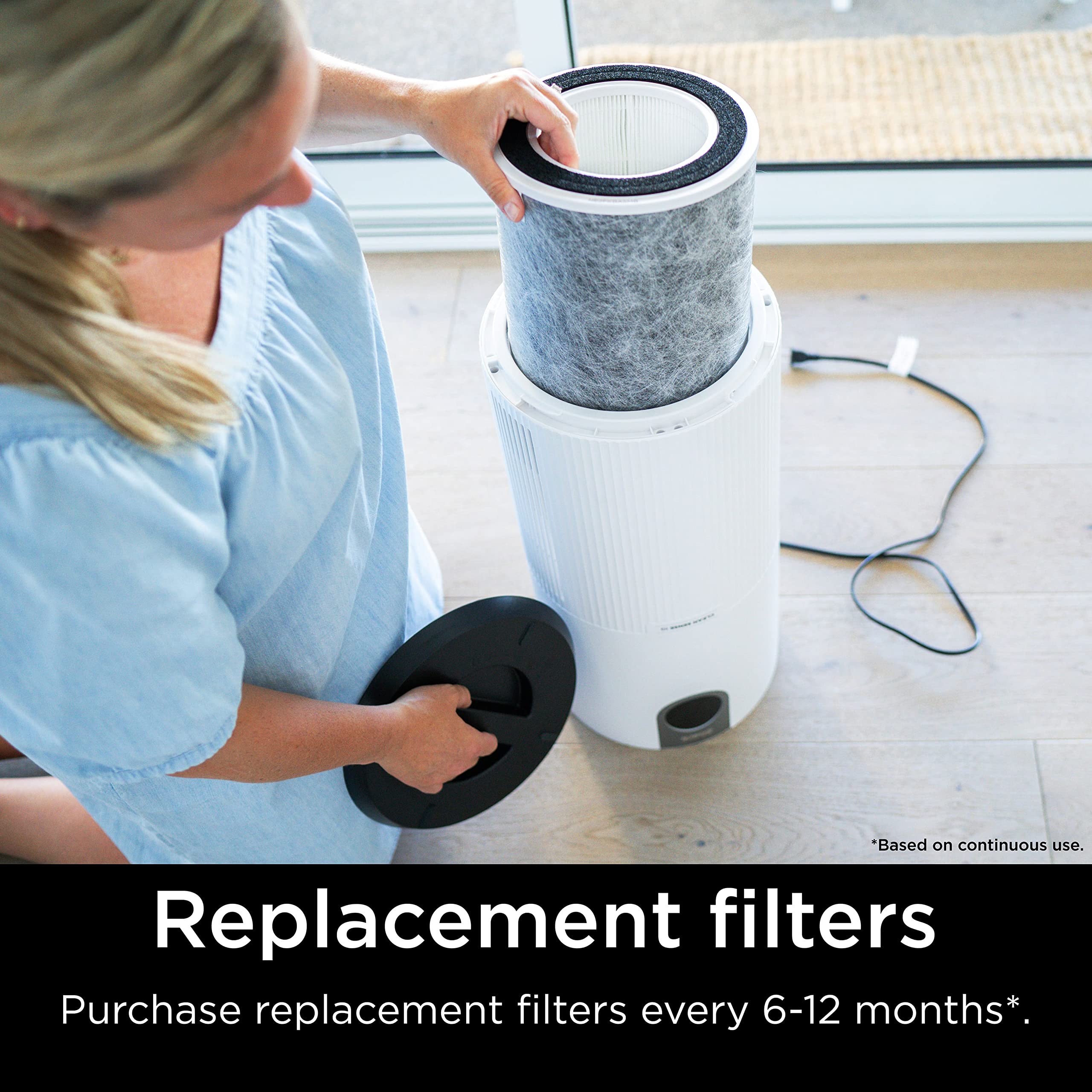 Shark HE1FKPET Air Purifier Replacement Filter with Anti-Allergen HEPA, Advanced Odor Lock, Compatible with HP100 Series, White