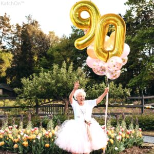 KatchOn, Big Gold 90 Balloon Number - 40 Inch | Gold 90th Birthday Balloon, 90th Birthday Decorations | Number 90 Birthday Balloon | 90th Birthday Balloons, 90th Birthday Party Decor