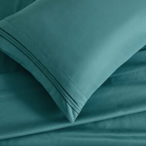 Manyshofu Extra Deep Pocket Full Size Sheets Set - Hotel Luxury 1800 Thread Count Sheets & Pillowcases - Kids Bedding Set up to 24" Mattress - Teal Bed Sheets 18-24 Inch Deep Pockets - 4 Piece