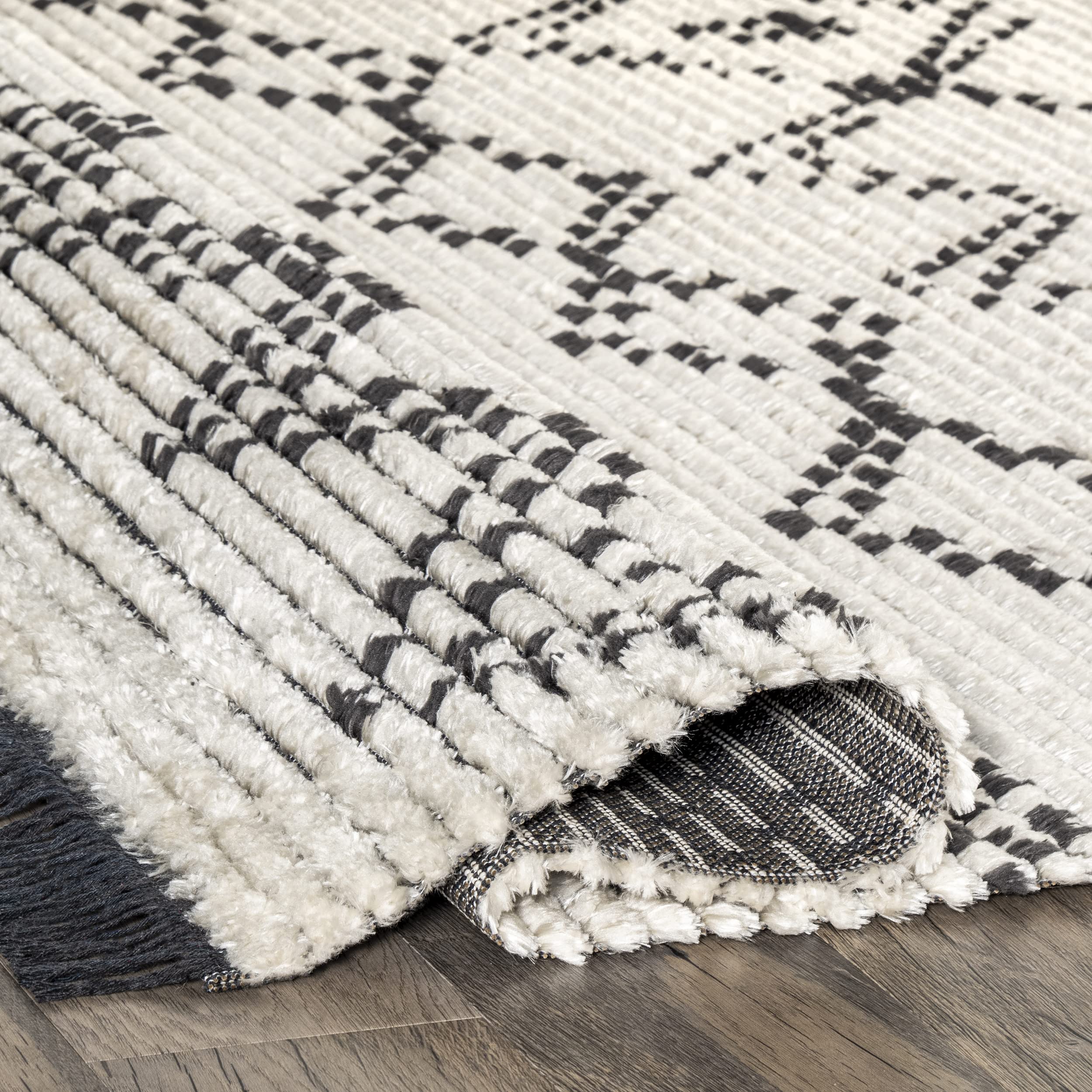 nuLOOM Jaycee Abstract Soft Shaggy Textured Fringe Area Rug, 4x6, Beige