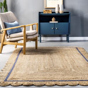 nuLOOM Tera Petals Braided Jute Area Rug, 5x8, Blue