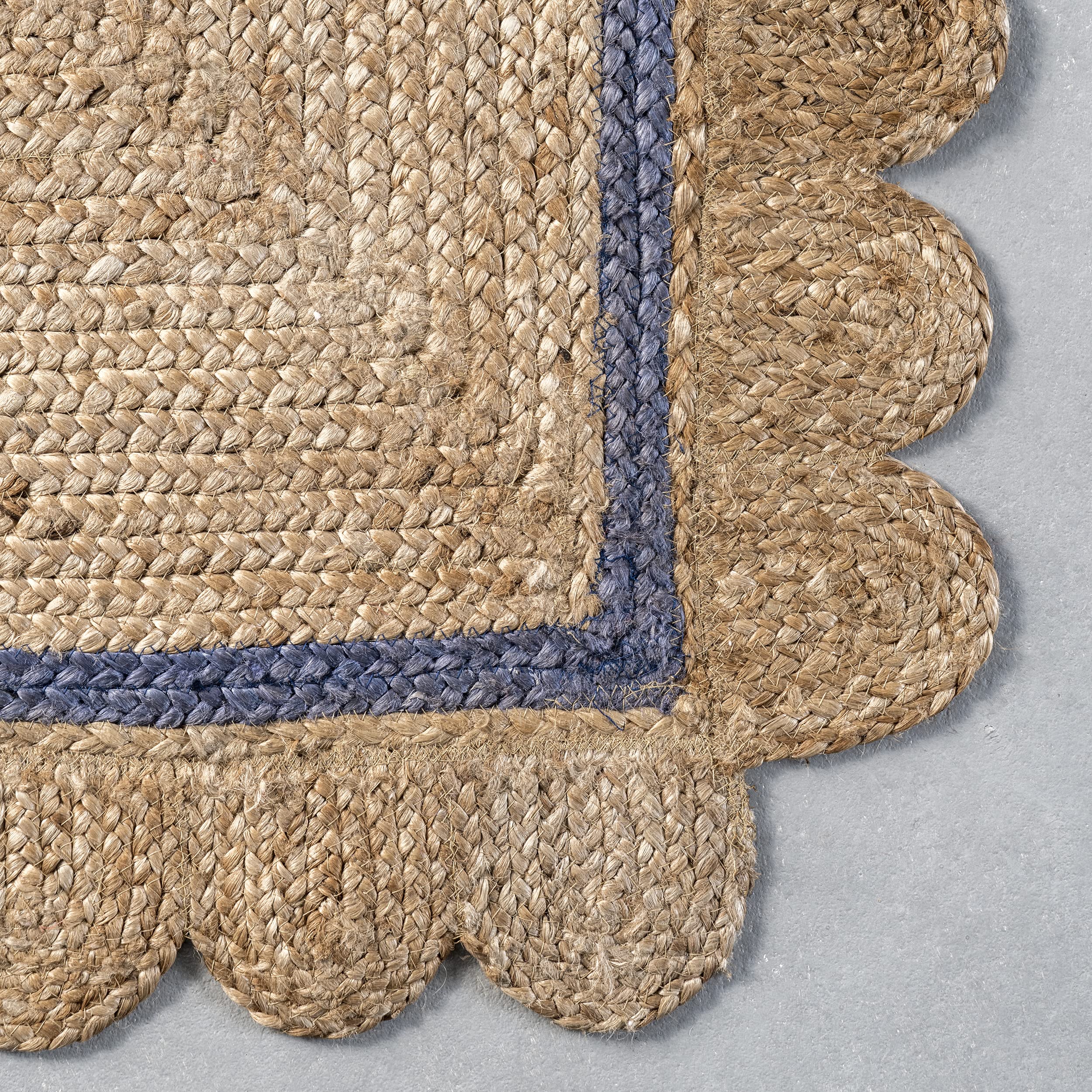 nuLOOM Tera Petals Braided Jute Area Rug, 5x8, Blue