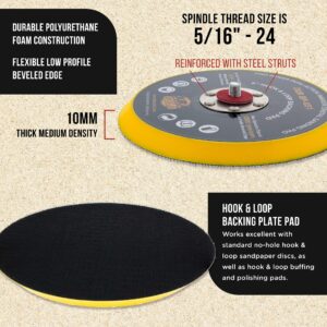 Dura-Gold Pro Series 6" Hook & Loop DA Backing Plate Pad - Low Profile Edge, Medium Density, Dual-Action Random Orbital Sanding Pad, 5/16" - 24 Threads - For Sander Polisher Auto Woodworking Sandpaper