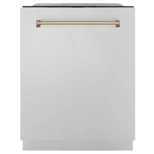 zline 24" monument series 3rd rack top touch control dishwasher in custom panel ready with stainless steel tub, 45dba (dwmt-24)