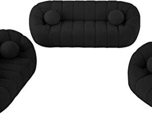 Meridian Furniture 644Black-S Elijah Collection Modern | Contemporary Boucle Fabric Upholstered Sofa, Black, 93.5" W x 34" D x 31" H