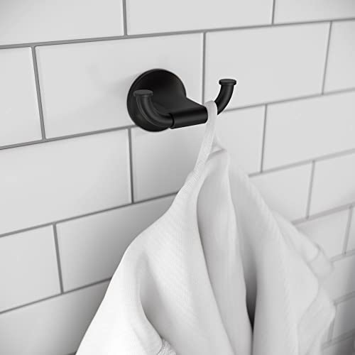 Pfister Pfirst Modern Towel Hook, Bathroom Towel Hook, Wall-Mounted, Screw-In, Matte Black Finish, BRHPFM0B