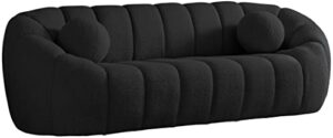 meridian furniture 644black-s elijah collection modern | contemporary boucle fabric upholstered sofa, black, 93.5" w x 34" d x 31" h