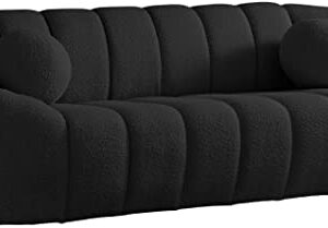 Meridian Furniture 644Black-S Elijah Collection Modern | Contemporary Boucle Fabric Upholstered Sofa, Black, 93.5" W x 34" D x 31" H