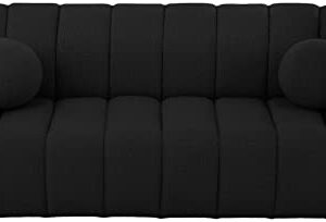 Meridian Furniture 644Black-S Elijah Collection Modern | Contemporary Boucle Fabric Upholstered Sofa, Black, 93.5" W x 34" D x 31" H