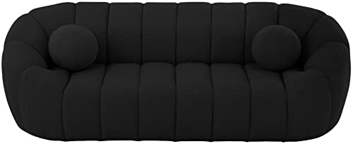 Meridian Furniture 644Black-S Elijah Collection Modern | Contemporary Boucle Fabric Upholstered Sofa, Black, 93.5" W x 34" D x 31" H