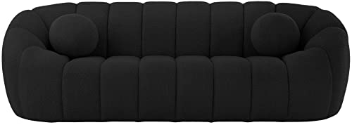 Meridian Furniture 644Black-S Elijah Collection Modern | Contemporary Boucle Fabric Upholstered Sofa, Black, 93.5" W x 34" D x 31" H