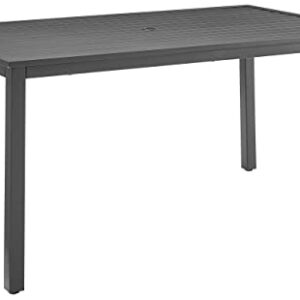 Crosley Furniture Hansen 6-Person Rectangular Outdoor Dining Table with Umbrella Hole for Outside Patio, Matte Black