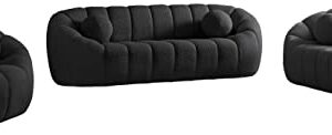 Meridian Furniture 644Black-S Elijah Collection Modern | Contemporary Boucle Fabric Upholstered Sofa, Black, 93.5" W x 34" D x 31" H