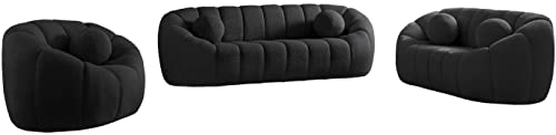 Meridian Furniture 644Black-S Elijah Collection Modern | Contemporary Boucle Fabric Upholstered Sofa, Black, 93.5" W x 34" D x 31" H