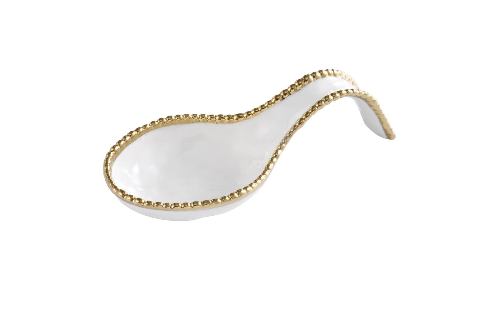 Pampa Bay Golden Salerno Titanium-Plated Porcelain Spoon Rest, 9.5 x 4in