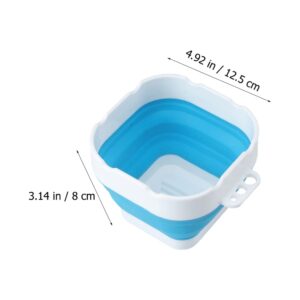 ULTNICE Paint Brush Washer Folding Painting Water Cup Portable Collapsible Painting Washing Bucket Basin Silicone Foldable for Watercolor Acrylic Oil Painting Blue