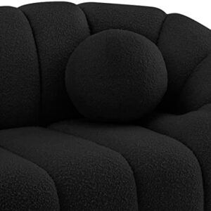 Meridian Furniture 644Black-S Elijah Collection Modern | Contemporary Boucle Fabric Upholstered Sofa, Black, 93.5" W x 34" D x 31" H