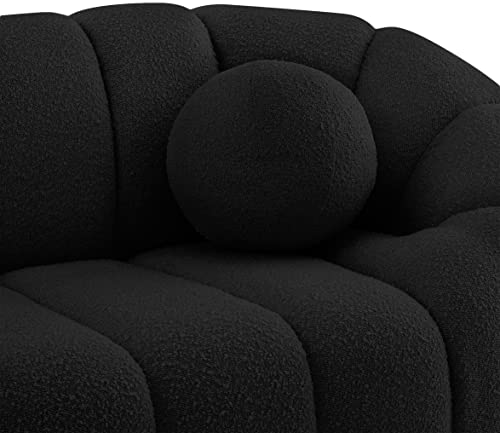 Meridian Furniture 644Black-S Elijah Collection Modern | Contemporary Boucle Fabric Upholstered Sofa, Black, 93.5" W x 34" D x 31" H