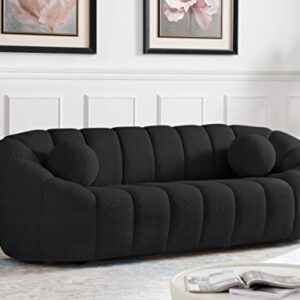 Meridian Furniture 644Black-S Elijah Collection Modern | Contemporary Boucle Fabric Upholstered Sofa, Black, 93.5" W x 34" D x 31" H