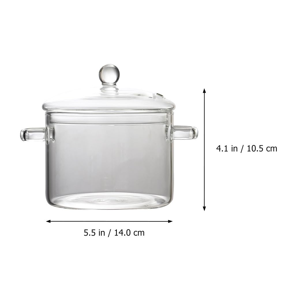 Glass Saucepan with Cover Cookware Clear Glass Simmer Pot Glass Cooking Pot Stovetop Pot with Lid for Pasta Baby Food Soup Milk (1.35L/46oz)