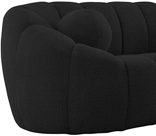 Meridian Furniture 644Black-S Elijah Collection Modern | Contemporary Boucle Fabric Upholstered Sofa, Black, 93.5" W x 34" D x 31" H