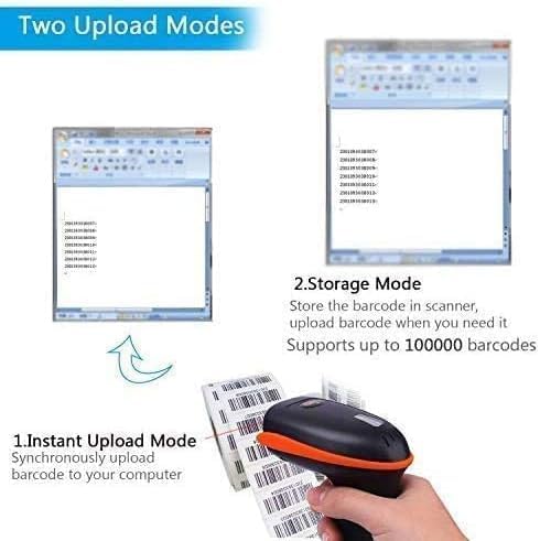 Tera Barcode Scanner Wireless 1D Laser Scanner 2-in-1 (2.4Ghz Wireless+USB 2.0 Wired) Handheld Bar Code Scanner Reader, IP54 Shockproof, for Store, Supermarket, Warehouse, Library