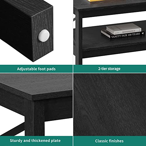 YITAHOME Coffee Table for Living Room,Modern Farmhouse Coffee Table with Storage,2-Tier Center Table for Living Room Wood Living Room Table Accent Cocktail with Sturdy Frame,Black