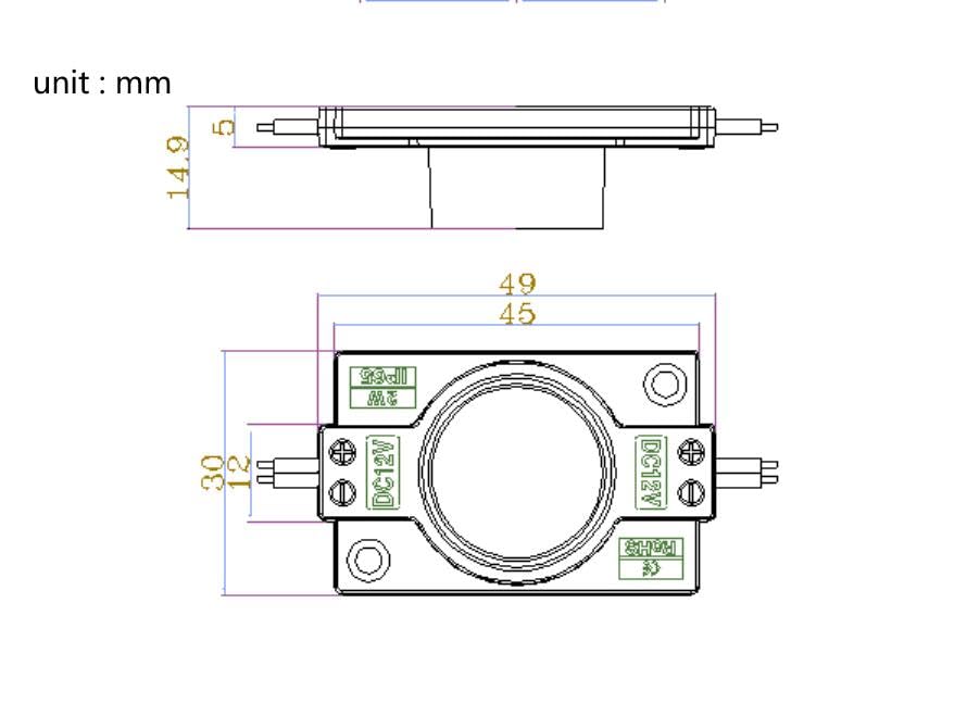 Warm White 3000K 12V LED Module with Lens 2.0W for Light Box with Tape Adhesive Back (20pcs Pack)