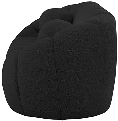 Meridian Furniture 644Black-S Elijah Collection Modern | Contemporary Boucle Fabric Upholstered Sofa, Black, 93.5" W x 34" D x 31" H