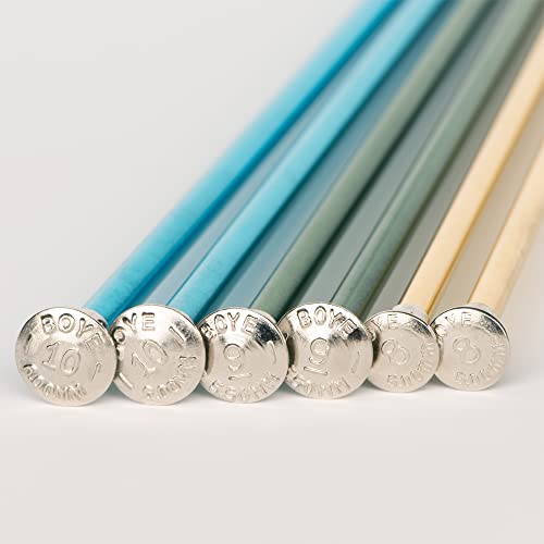 Boye Anodized Aluminum Straight Knitting Needle Set, US Sizes 8, 9, 10, Multicolor