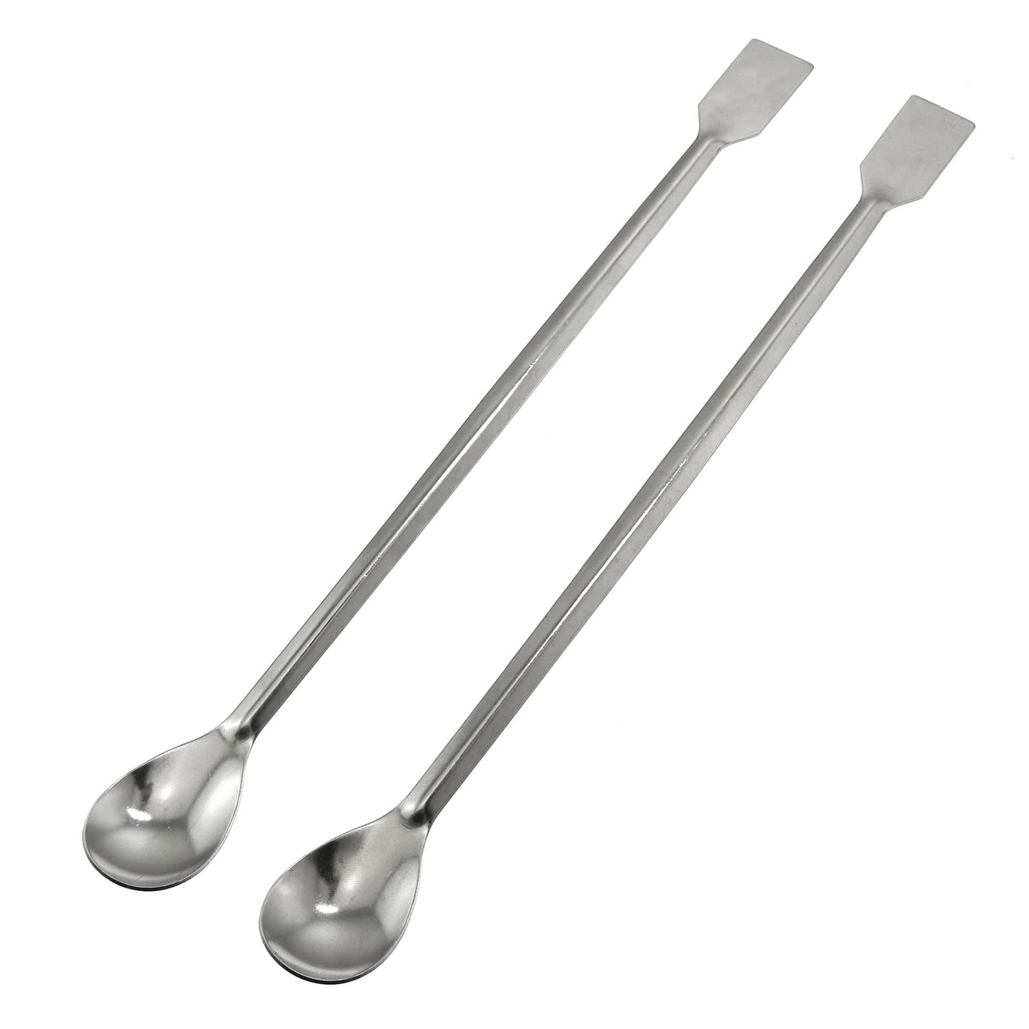 Maxmoral 2PCS Extended 30cm/11.8 inch Sampling Spoon, Lab Spatula, 2 in 1 Stainless Steel Lab Spoon Spatula/Laboratory Sampling Spoon Mixing Spatula, Reagent Sampling Spoon Spatula Tool