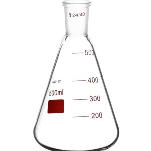 QWORK 500 mL Borosilicate Glass Erlenmeyer Flask, Thick Wall Flask with 24/40 Outer Joint