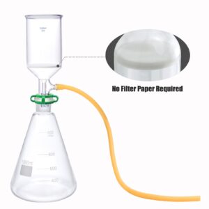 Buchner Funnel Filtering Kit with 1000 ml Filter Bottle and 250 ml Buchner Funnel, G3 Borosilicate Glass Lab Vacuum Filtration Distillation Apparatus Filter Flask Set