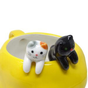 Honbay 2PCS Mini Cute Ceramic Cat Spoon Hangable Tea Spoon Coffee Spoon Sugar Spoon Cartoon Animals Hanging Spoons (Black)